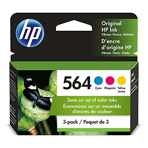 에이치피 Original HP 564 Cyan, Magenta, Yellow Ink (3-pack) Works with DeskJet 3500; OfficeJet 4620; PhotoSmart B8550, C6300, D5400, D7560, 5500, 6510, 6520, 7500, Plus, Premium, eStation S