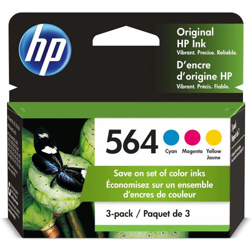 에이치피 Original HP 564 Cyan, Magenta, Yellow Ink (3-pack) Works with DeskJet 3500; OfficeJet 4620; PhotoSmart B8550, C6300, D5400, D7560, 5500, 6510, 6520, 7500, Plus, Premium, eStation S