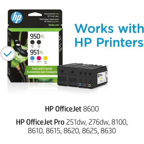 에이치피 Hp 951 / 950Xl (C2p01fn) Ink Cartridges (Cyan Magenta Yellow Black) 4-Pack In Retail Packaging