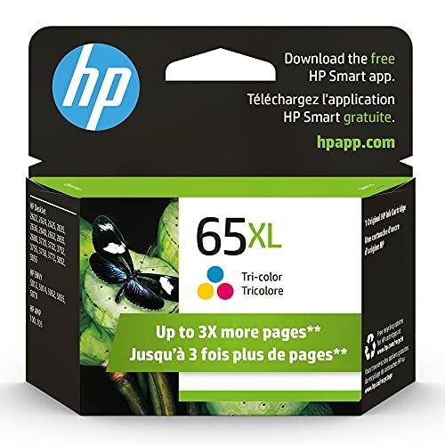 에이치피 Original HP 65XL Tri-color High-yield Ink Cartridge Works with HP AMP 100 Series, HP DeskJet 2600, 3700 Series, HP ENVY 5000 Series Eligible for Instant Ink N9K03AN