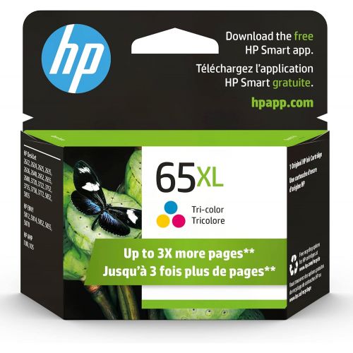 에이치피 Original HP 65XL Tri-color High-yield Ink Cartridge Works with HP AMP 100 Series, HP DeskJet 2600, 3700 Series, HP ENVY 5000 Series Eligible for Instant Ink N9K03AN