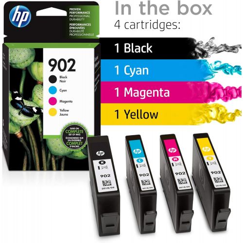 에이치피 HP 902 4 Ink Cartridges Black, Cyan, Magenta, Yellow Works with HP OfficeJet 6900 Series, HP OfficeJet Pro 6900 Series T6L98AN, T6L86AN, T6L90AN, T6L94AN