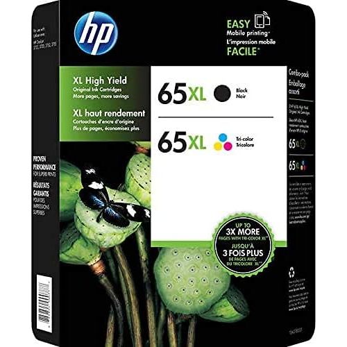 에이치피 HP 65XL High-Yield Original Ink Cartridge, Black/Tri-Color Combo