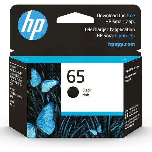 에이치피 Original HP 65 Black Ink Cartridge Works with HP AMP 100 Series, HP DeskJet 2600, 3700 Series, HP ENVY 5000 Series Eligible for Instant Ink N9K02AN