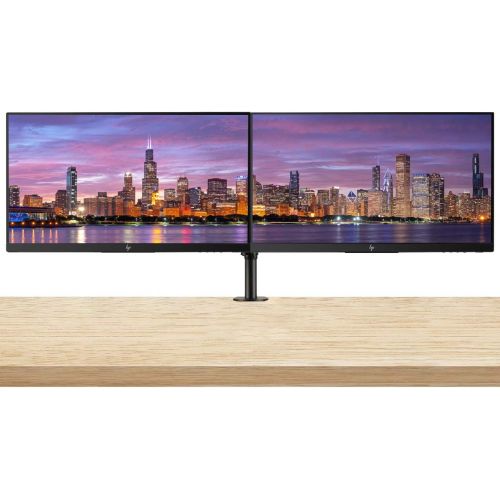 에이치피 HP Z23n G2 23 Inch FHD 1080p IPS LED Business Monitor (1JS06A8#ABA) 2-Pack Bundle with HDMI, DisplayPort, VGA, USB Ports, and Dual Monitor Desk Mount Stand with Clamp