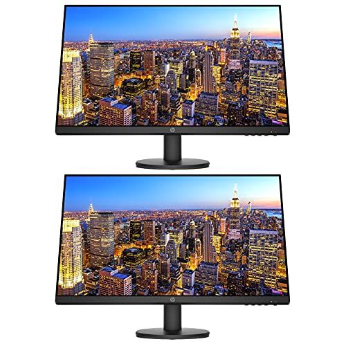 에이치피 HP P27v G4 27 Inch IPS LED Backlit Monitor 2-Pack Bundle with FHD 1920 x 1080, Blue Light Filter, HDMI, VGA