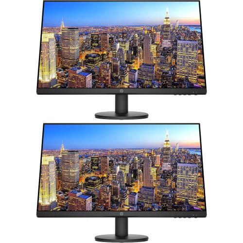 에이치피 HP P27v G4 27 Inch IPS LED Backlit Monitor 2-Pack Bundle with FHD 1920 x 1080, Blue Light Filter, HDMI, VGA