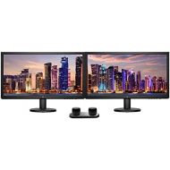 HP V24 FHD 1920x1080 Monitor 2 Pack Bundle with HDMI, FreeSync, Low Blue Light, and 2 Bluetooth Speakers for Professional Sound, Built-in Microphone and Remote Shutter for Photos