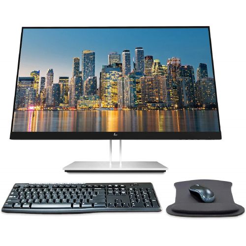 에이치피 HP EliteDisplay E24u G4 24 Inch 1920 x 1080 Full HD IPS Monitor Bundle with Blue Light Filter, HDMI, VGA, DisplayPort, USB Type-C, Gel Mouse Pad, and MK270 Wireless Keyboard and Mo