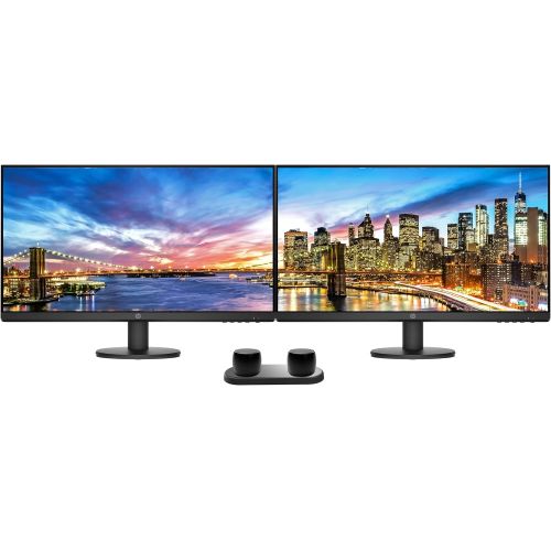 에이치피 HP P27v G4 27 Inch IPS FHD 1920x1080 Monitor 2 Pack Bundle with HDMI, Low Blue Light, 2 Bluetooth Speakers for Professional Sound, Built-in Mic and Remote Shutter for Photos