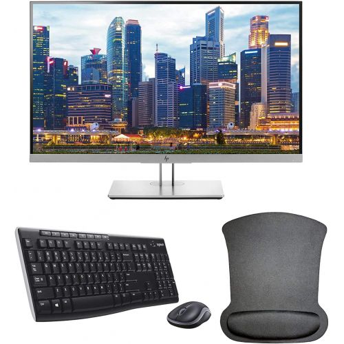 에이치피 HP EliteDisplay E273 27 Inch 1920 x 1080 (1FH50A8#ABA) Full HD IPS LED Backlit Monitor Bundle with HDMI, VGA, DisplayPort, Gel Mouse Pad, and MK270 Wireless Keyboard and Mouse Comb