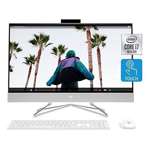 에이치피 HP Pavilion 27 Touch Desktop 1TB SSD Win 10 Pro (Intel 10th gen Quad Core CPU and Turbo Boost to 4.90GHz, 16 GB RAM, 1 TB SSD, 27-inch FullHD Touchscreen, Win 10 Pro) PC Computer A