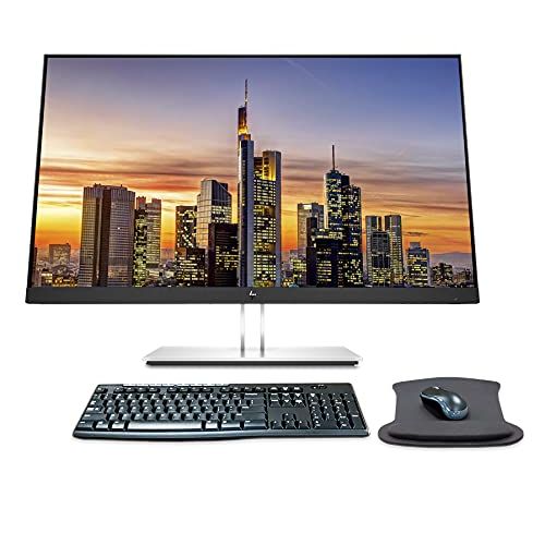 에이치피 HP EliteDisplay E27 G4 27 Inch 1920 x 1080 Full HD IPS LED-Backlit LCD Monitor Bundle with HDMI, VGA, DisplayPort, Gel Mouse Pad, and MK270 Wireless Keyboard and Mouse Combo