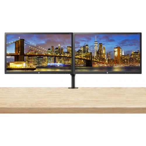 에이치피 HP 24uh 24-inch Full HD 1920 x 1080 LED Backlit LCD Monitor 2-Pack Bundle with HDMI, VGA, DVI Ports, and Desk Mount Clamp Dual Monitor Stand