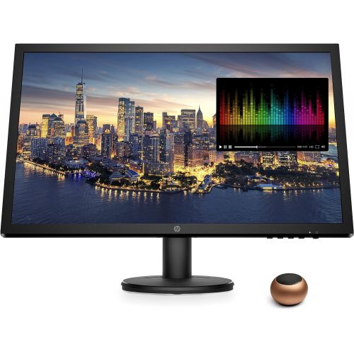 에이치피 HP V24 FHD 1920x1080 Monitor Bundle with HDMI, FreeSync, Low Blue Light, and Mini Bluetooth Speaker for Professional Sound, Built-in Microphone and Remote Shutter for Photos