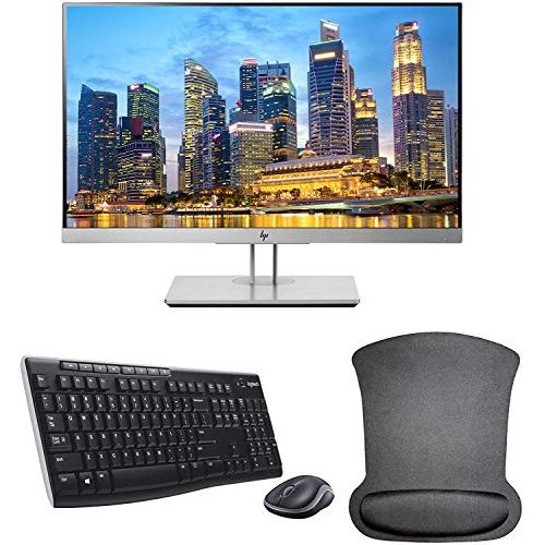 에이치피 HP EliteDisplay E223 21.5 Inch 1920 x 1080 (1FH45A8#ABA) Full HD IPS LED Backlit Monitor Bundle with HDMI, VGA, DisplayPort, Gel Mouse Pad, and MK270 Wireless Keyboard and Mouse Co