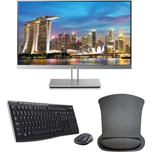 에이치피 HP EliteDisplay E233 23 Inch 1920 x 1080 (1FH46A8#ABA) Full HD IPS LED Backlit Monitor Bundle with HDMI, VGA, DisplayPort, Gel Mouse Pad, and MK270 Wireless Keyboard and Mouse Comb