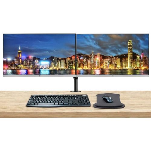 에이치피 HP EliteDisplay E243 24in 1920x1080 (1FH47A8) FHD IPS LED-Backlit LCD 2-Pack Monitor Bundle with HDMI, VGA, DisplayPort, MK270 Wireless Keyboard and Mouse, Gel Mouse Pad, Desk Moun