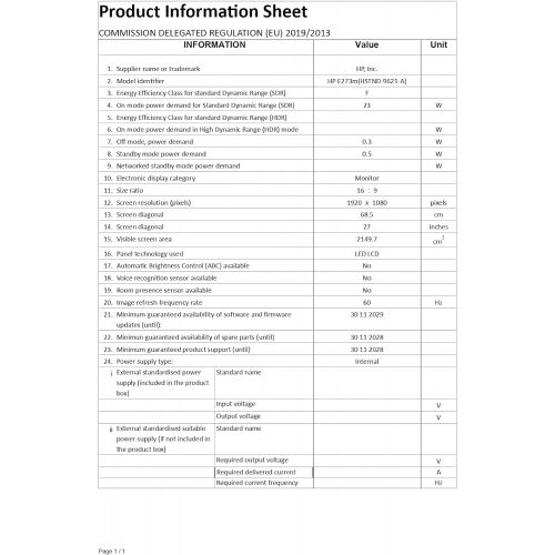 에이치피 HP EliteDisplay E273m MonitorNew Retail, 1FH51AA#ABBNew Retail