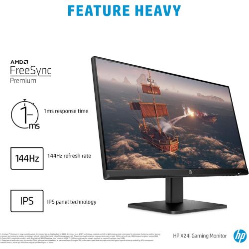 에이치피 HP 24-inch Full HD IPS Gaming Monitor with Tilt Adjustment and AMD FreeSync Premium Technology (X24i, Black)