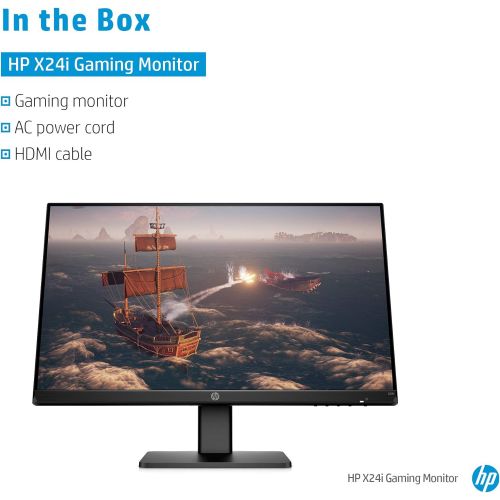 에이치피 HP 24-inch Full HD IPS Gaming Monitor with Tilt Adjustment and AMD FreeSync Premium Technology (X24i, Black)