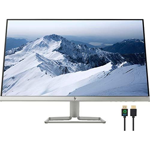 에이치피 2021 Newest HP 31.5 Inch FHD 1080p IPS LED Monitor, HDMI & VGA Ports, (Silver & Black) + Nly 4K HDMI Cable Bundle