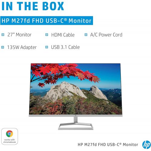 에이치피 HP M27fd FHD 65w USB-C Monitor - Works With Chromebook - Computer Monitor With 27-inch IPS Display(1080p)- Eyesafe & 99% sRGB - AMD Freesync- HDMI, VGA & USB-C - Borderless Design-