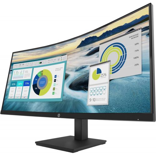에이치피 HP P34HC G4 34 WQHD Curved Screen Edge LED LCD Monitor - Vertical Alignment - 3440 x 1440 - 250 Nit - 100 Hz RR - HDMI - Display Port - Black