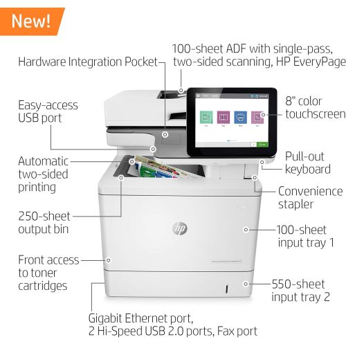 에이치피 HP Color LaserJet Enterprise Flow Multifunction M578c Duplex Printer with Stapler (7ZU87A)