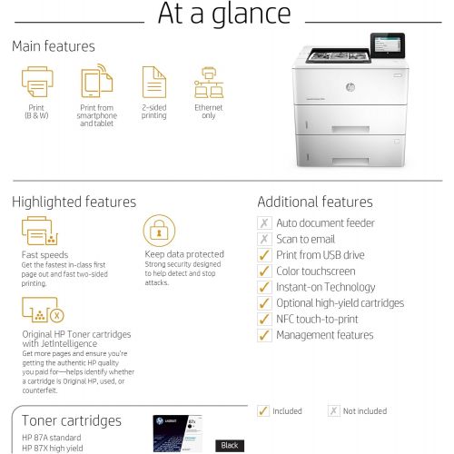 에이치피 HP LaserJet Enterprise M506x Wireless Monochrome Printer, (F2A70A)