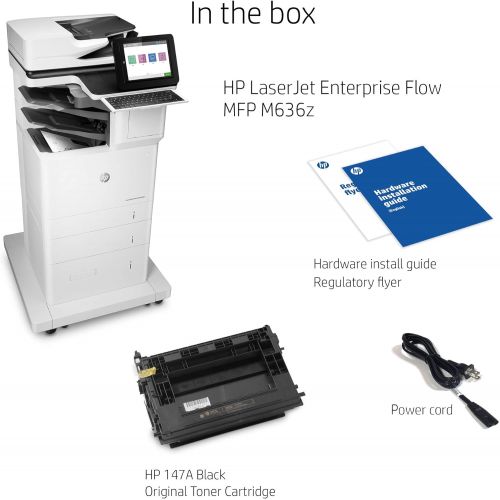 에이치피 HP LaserJet Enterprise Flow MFP M636z Monochrome Multifunction Printer with High-Capacity Input Feeder, Wheeled Stand and 3-bin Stapler/Stacker (7PT01A)