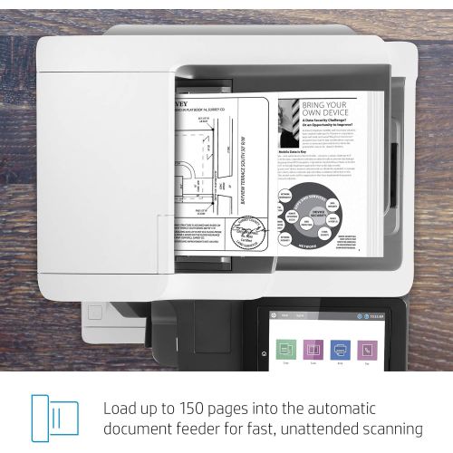 에이치피 HP LaserJet Enterprise Flow MFP M636z Monochrome Multifunction Printer with High-Capacity Input Feeder, Wheeled Stand and 3-bin Stapler/Stacker (7PT01A)