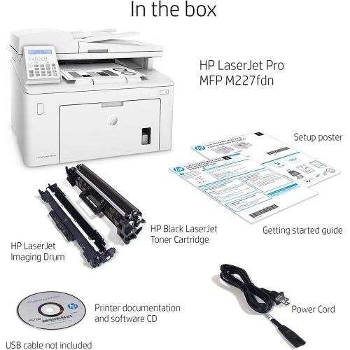 에이치피 HP Laserjet Pro M227fdn Monochrome All in One Laser Printer, Auto 2-Sided Printing, Mobile Print, Copy&Fax&Print&Scan, 2 LCD Display, 1200 x 1200 DPI, 30ppm, Ethernet Only, with Pr