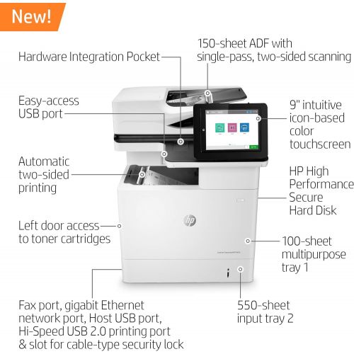 에이치피 HP LaserJet Enterprise MFP M636fh Monochrome Multifunction Printer with High Performance Secure Hard Disk