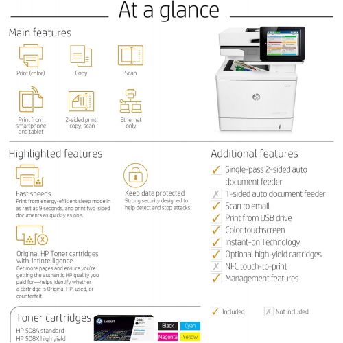 에이치피 HP Color LaserJet Enterprise MFP M577dn Duplex Printer with One-Year, Next-Business Day, Onsite Warranty (B5L46A)