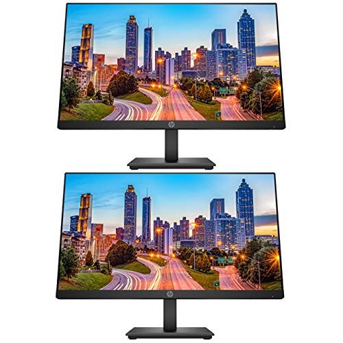 에이치피 HP P224 21.5 Inch Monitor 2-Pack, FHD 1920 x 1080, LED Backlit, IPS, Vesa Compatible, Anti-Glare, Tilt (HDMI, VGA and DisplayPort) for Home and Office