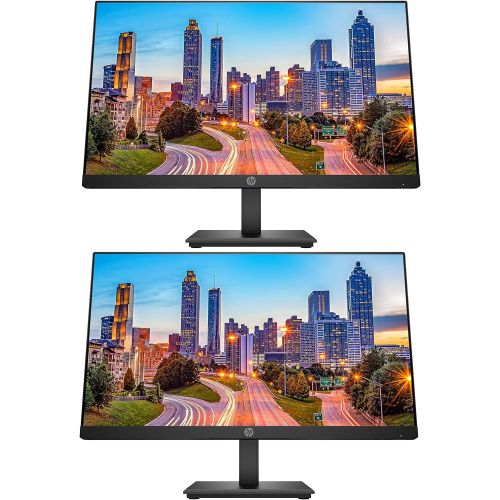 에이치피 HP P224 21.5 Inch Monitor 2-Pack, FHD 1920 x 1080, LED Backlit, IPS, Vesa Compatible, Anti-Glare, Tilt (HDMI, VGA and DisplayPort) for Home and Office