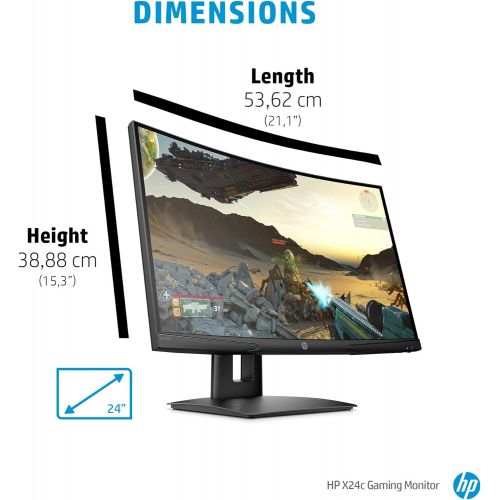 에이치피 HP X24c Gaming Monitor 1500R Curved Gaming Monitor in FHD Resolution with 144Hz Refresh Rate and AMD FreeSync Premium (9EK40AA) Black