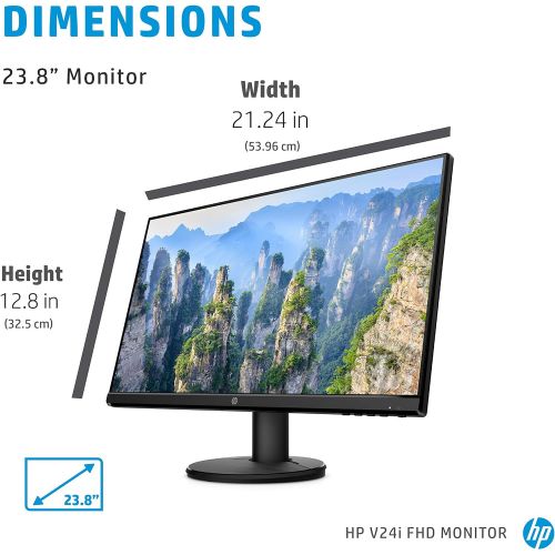 에이치피 HP V24i FHD Monitor 23.8-inch Diagonal Full HD Computer Monitor with IPS Panel and 3-Sided Micro Edge Design Low Blue Light Screen with HDMI and VGA Ports (9RV15AA#ABA)