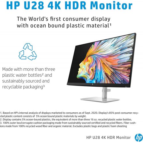 에이치피 HP U28 4k HDR Monitor - Computer Monitor for Content Creators with IPS Panel, HDR, and USB-C Port - Wide Screen 28-inch 4k Monitor with Factory Color Calibration and 65w Laptop Doc