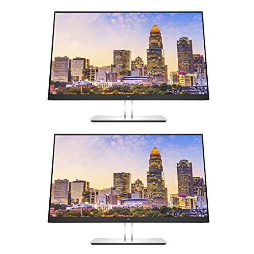 에이치피 HP EliteDisplay E27 G4 27 Inch IPS LED Backlit Monitor 2-Pack Bundle with FHD 1920 x 1080, Blue Light Filter, HDMI, VGA, DisplayPort