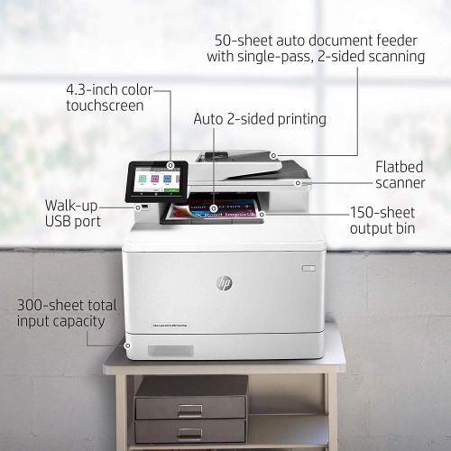 에이치피 HP Color LaserJet Pro Multifunction M479fdn Laser Printer with One-Year, Next-Business Day, Onsite Warranty, Works with Alexa (W1A79A) ? Built-in Ethernet