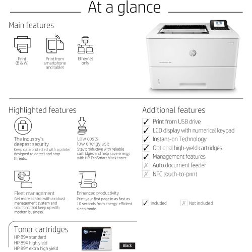 에이치피 HP LaserJet Enterprise M507n Monochrome Printer with built-in Ethernet (1PV86A)