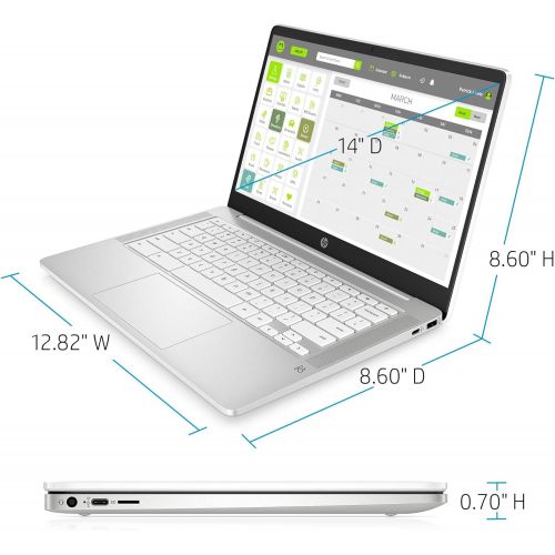 에이치피 HP 14 Chromebook Flagship Laptop Computer 14 FHD IPS Intel Core Celeron N4000 4GB RAM 32GB eMMC 256G SD Card Intel UHD Graphics 600 B&O Backlit Chrome OS (White) + USB-C Adapter