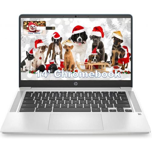 에이치피 HP 14 Chromebook Laptop FHD IPS, Intel Celeron N4020 up to 2.6GHz, 4GB DDR4 RAM, 64GB eMMC, 802.11AC WiFi, Bluetooth 5, Type-C, Webcam, Chrome OS, with E.S 32GB USB Card Mouse and