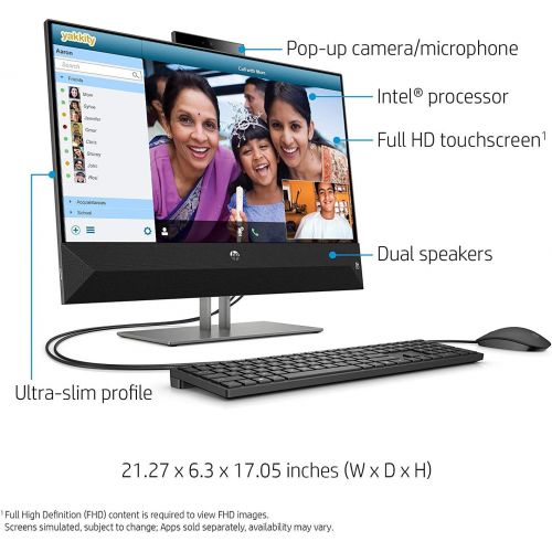 에이치피 HP Pavilion 24 Desktop 500GB SSD 32GB RAM (Intel 9th Generation Processor with Turbo Boost to 3.40GHz, 32 GB RAM, 500 GB SSD, 24 Touchscreen FullHD, Win 10) PC Computer All-in-One