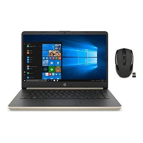 에이치피 HP 14 Inch HD WLED-Backlight Business Laptop Intel Core i3-1005G1 8GB DDR4 RAM 512GB SSD WiFi Bluetooth HDMI Windows 10 Home S Gold with Wireless Mouse Bundle