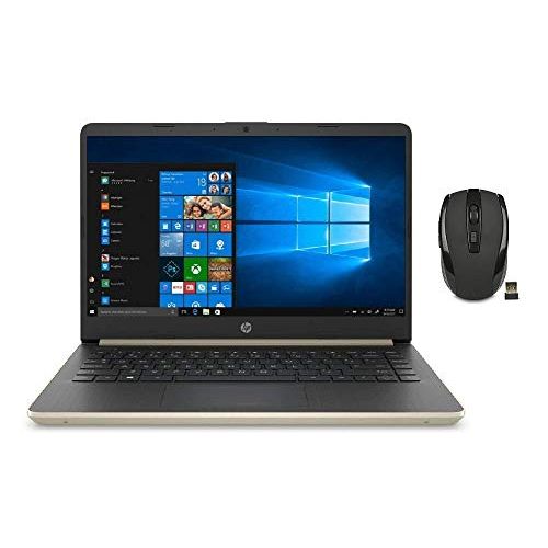 에이치피 HP 14 Inch HD WLED-Backlight Business Laptop Intel Core i3-1005G1 8GB DDR4 RAM 512GB SSD WiFi Bluetooth HDMI Windows 10 Home S Gold with Wireless Mouse Bundle