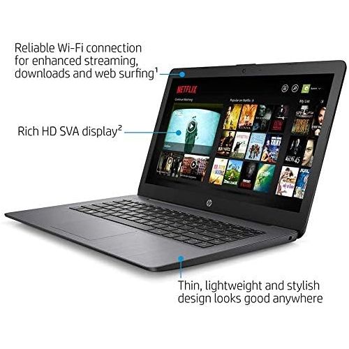 에이치피 2020 HP Stream 14 HD Laptop Computer, Intel Celeron N4020 Processor, 4GB RAM, 64GB eMMC, HD Audio, HD Webcam, Intel UHD Graphics 600, 1 Year Office, HDMI, Win 10 S, Jet Black, 128G