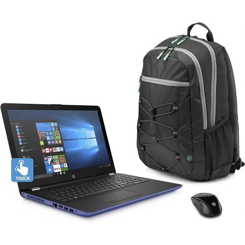 에이치피 2018 HP Marine Blue Laptop Bundle, 15.6 HD Touchsceen AMD Quad-Core A12-9720P APU 3.6 GHz 8GB RAM 1TB HDD Radeon R7 DVD Windows 10, Wireless Mouse and Backpack